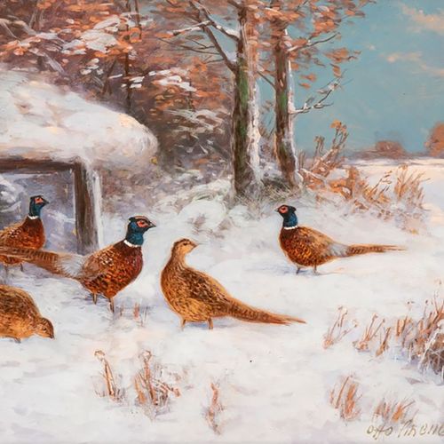 Otto Scheuerer Otto Scheuerer
1862年慕尼黑 - 1934年慕尼黑 - 冬天的野鸡- 油/硬纤维。24 x 34 厘米。签名和口&hellip;