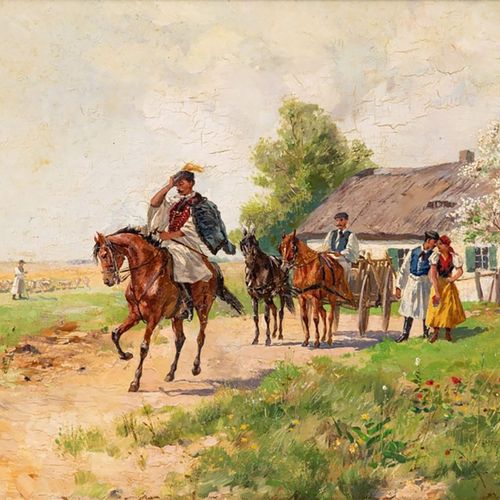 Mezey Künstler des 19. Mezey
19th century artist - Puszta farmers in summer land&hellip;