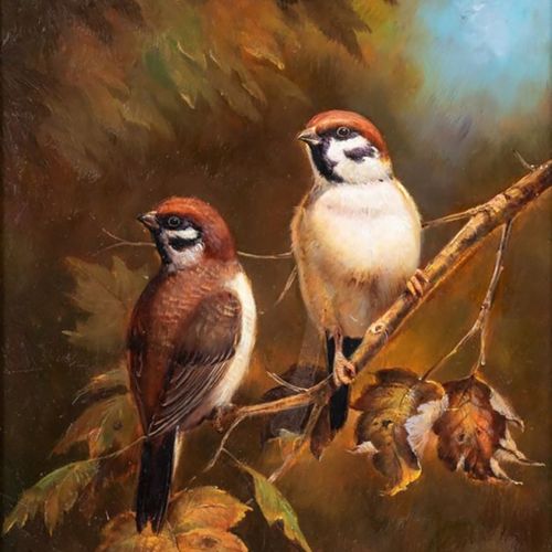 Samuel Koch Samuel Koch
1912 Schleswig - Sparrows - Oil/wood. 30 x 24 cm. Sign. &hellip;
