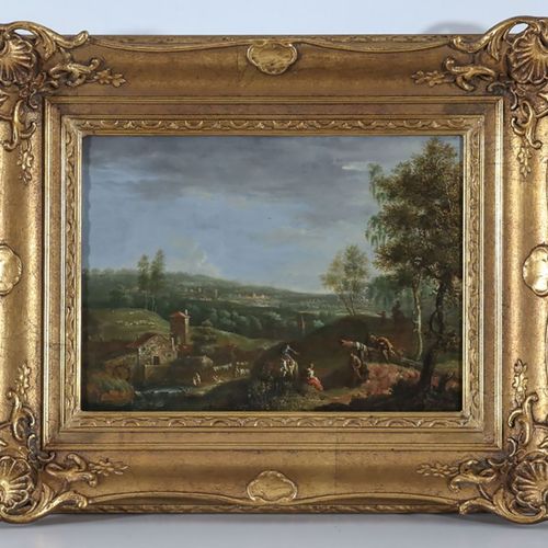 Künstler des 18. Jahrhunderts 18世纪的艺术家
- 有房屋、城镇和人物的广阔风景 - 木板上的油/纸板。19,8 x 27,2 厘&hellip;