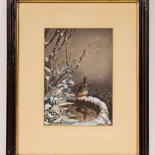 Harry Bright Harry Bright
1846 - 1895 - Robin en hiver - Aquarelle/papier. 29,5 &hellip;