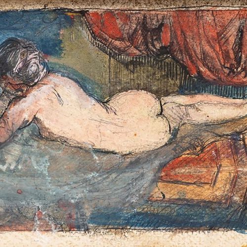 Richard Sachs Richard Sachs
1875 Plauen - 1946年Jamlitz特别营 - 躺着的女性裸体 - 水彩和墨水/纸。12&hellip;