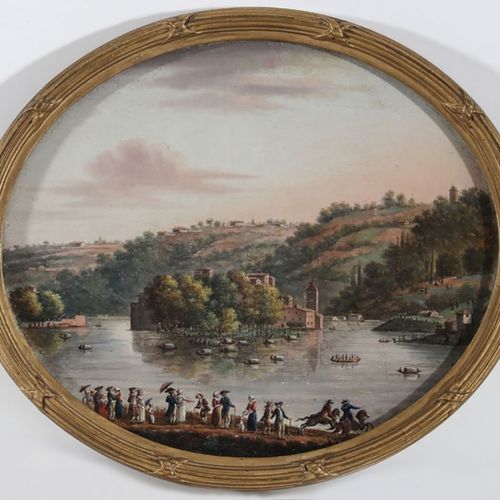 KÜNSTLER DES 18./19. JAHRHUNDERTS 18/19世纪的艺术家
- 河边的社会 - 纸板上的油/水。17 x 20,5厘米。(椭圆形&hellip;