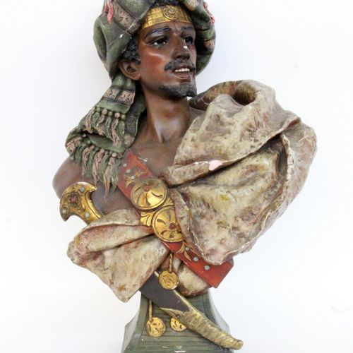 Null A BUST OF EMIR Germany / Austria circa 1900 Colourfully painted terracotta &hellip;