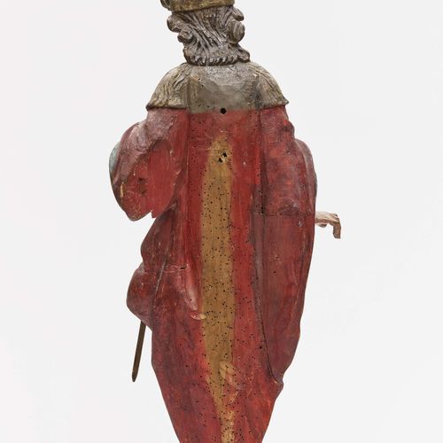 Null Saint Prince
南德，17世纪末。站在一个地形基座上，左腿突出，穿着盔甲和貂皮披风。硬木，多色涂装。高66厘米。
