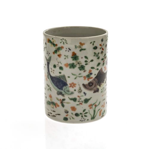 Pinselgefäß - China, Qing Brush jar China, Qing porcelain. Cylindrical. Colorful&hellip;