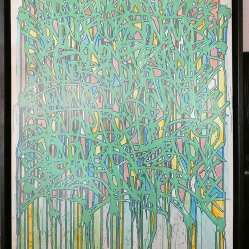 JONONE 1 ACRYLIC AND INK ON CANVAS ENTITLED "TEAM WORK" SIGNED JONONE (1963) AND&hellip;