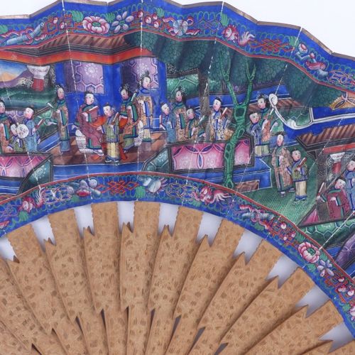Kanton-Faltfächer mit höfischen Szenen, China, Qing-Dynastie, 19. Jh., für den E&hellip;