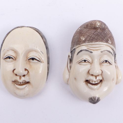 Zwei Masken-Netsuke (men), Japan, 19. Jh. Zwei Masken-Netsuke (men) — Japan, 19.&hellip;