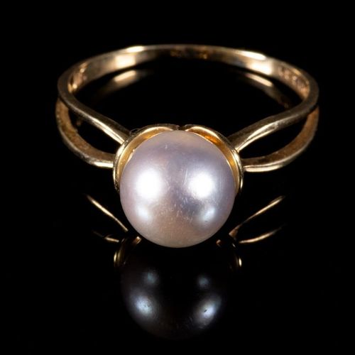 FREE POST 14 kt. Yellow gold - Ring Pearl FREE INTERNATIONAL TRACKED SHPPING ON &hellip;