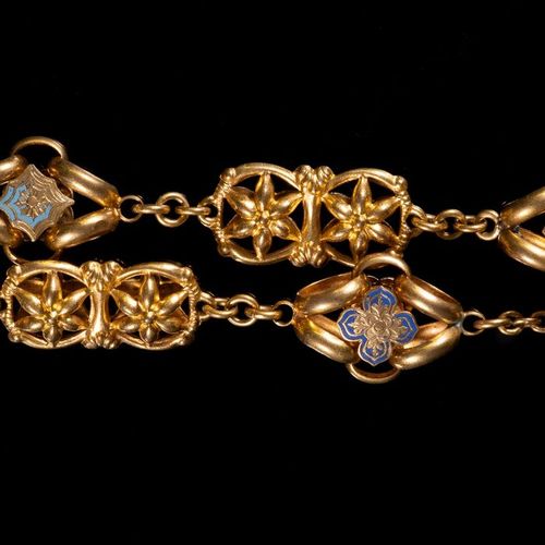 FREE POST Victorian Enamel Yellow Metal Necklace KOSTENLOSER INTERNATIONALER VER&hellip;