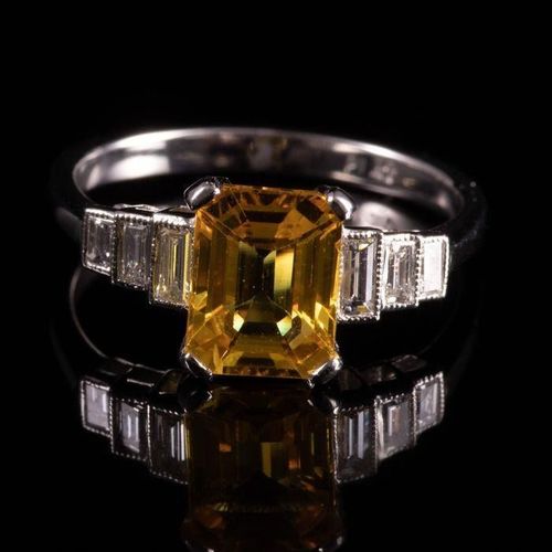 18 kt. White gold - Ring - 1.65 ct Yellow Sapphire - KOSTENLOSER INTERNATIONALER&hellip;