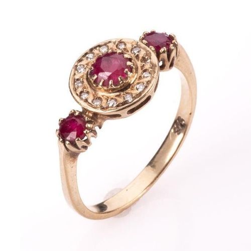 FREE POST 9 kt. Yellow gold - Ring - 1.00 ct Rubies EXPÉDITION INTERNATIONALE SU&hellip;