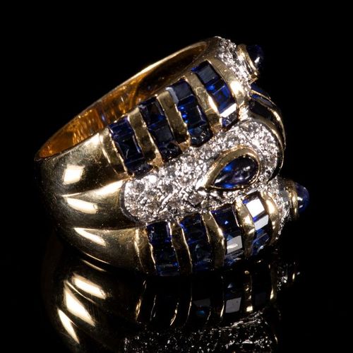 18 kt. Yellow gold - Ring - 2.05 ct Sapphire - Diamond SPEDIZIONE GRATUITA INTER&hellip;