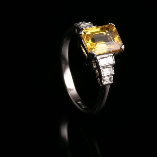 18 kt. White gold - Ring - 1.65 ct Yellow Sapphire - KOSTENLOSER INTERNATIONALER&hellip;