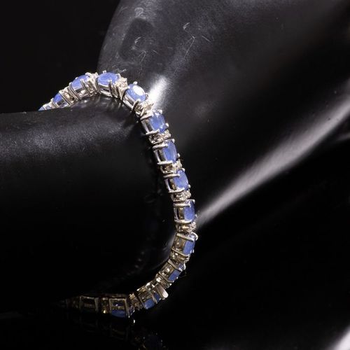 FREE POST 925 Silver - Bracelet - 7.50 ct Sapphire - EXPÉDITION INTERNATIONALE S&hellip;