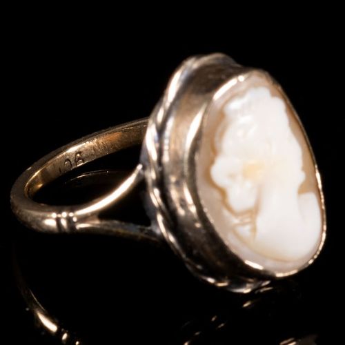 FREE POST 9 kt. Yellow gold - Cameo Ring EXPÉDITION INTERNATIONALE SUIVIE GRATUI&hellip;