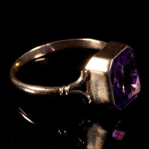 FREE POST 9 kt. Yellow gold - Ring - 3.20 ct Amethyst EXPÉDITION INTERNATIONALE &hellip;