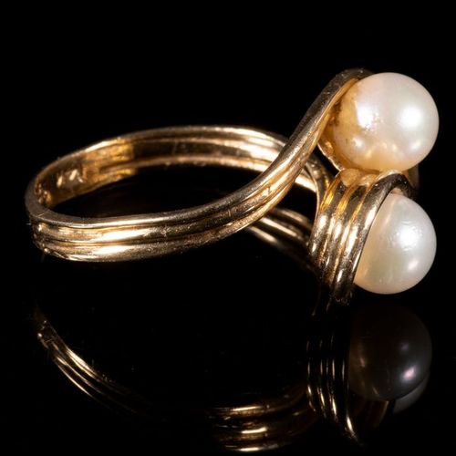 FREE POST 14 kt. Yellow gold - Ring Pearl 我们所有的商品都是免费的国际追踪运输（Albinus将在拍卖结束后3个工作日&hellip;