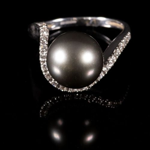 FREE POST 9 kt. White gold - Ring Tahiti Pearl - SPEDIZIONE GRATUITA INTERNAZION&hellip;