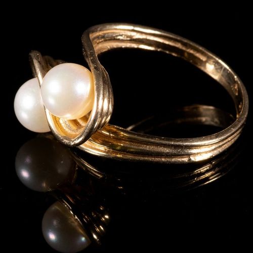 FREE POST 14 kt. Yellow gold - Ring Pearl 我们所有的商品都是免费的国际追踪运输（Albinus将在拍卖结束后3个工作日&hellip;