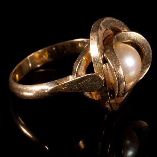 FREE POST 14 kt. Yellow gold - Ring Pearl FREE INTERNATIONAL TRACKED SHPPING ON &hellip;
