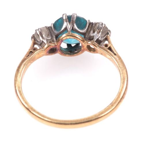 FREE POST 18 kt. Yellow gold - Ring Blue Zircon - FREE INTERNATIONAL TRACKED SHP&hellip;