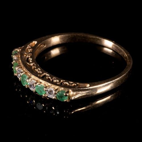 FREE POST 9 kt. Yellow gold - Ring Emerald - Diamond EXPÉDITION INTERNATIONALE S&hellip;