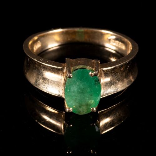 FREE POST 14 kt. Yellow gold - Ring - 1.10 ct Emerald KOSTENLOSER INTERNATIONALE&hellip;