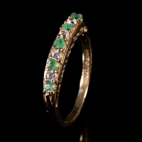 FREE POST 9 kt. Yellow gold - Ring Emerald - Diamond ENVÍO INTERNACIONAL GRATUIT&hellip;