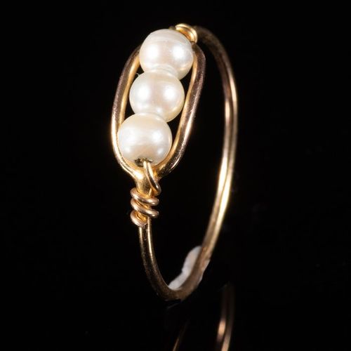 FREE POST 9 kt. Yellow gold - Pearl Ring EXPÉDITION INTERNATIONALE SUIVIE GRATUI&hellip;
