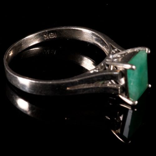 FREE POST 18 kt. White gold - Ring - 1.05 ct Emerald KOSTENLOSER INTERNATIONALER&hellip;