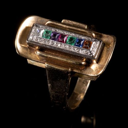 14 kt. Yellow gold - Ring - Amethyst, Citrine, Diamond, EXPÉDITION INTERNATIONAL&hellip;