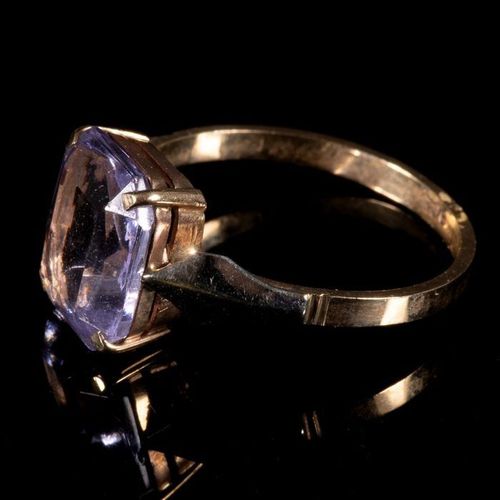 FREE POST 9 kt. Yellow gold - Art Deco Ring Amethyst EXPÉDITION INTERNATIONALE S&hellip;