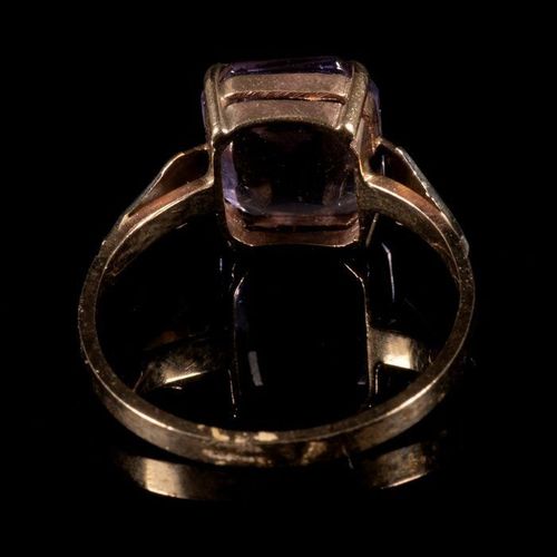 FREE POST 9 kt. Yellow gold - Art Deco Ring Amethyst EXPÉDITION INTERNATIONALE S&hellip;