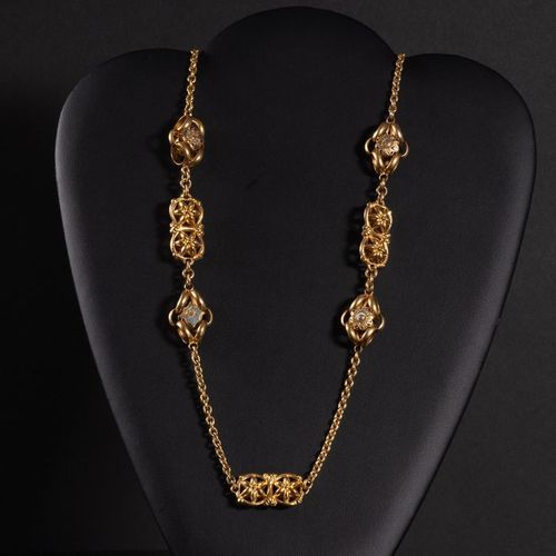 FREE POST Victorian Enamel Yellow Metal Necklace KOSTENLOSER INTERNATIONALER VER&hellip;