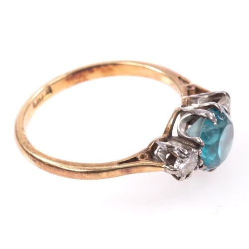 FREE POST 18 kt. Yellow gold - Ring Blue Zircon - EXPÉDITION INTERNATIONALE SUIV&hellip;