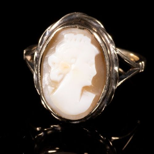 FREE POST 9 kt. Yellow gold - Cameo Ring EXPÉDITION INTERNATIONALE SUIVIE GRATUI&hellip;