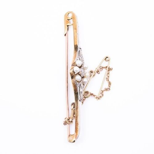 FREE POST 18 kt. Yellow gold, Platinum - Brooch KOSTENLOSER INTERNATIONALER VERS&hellip;