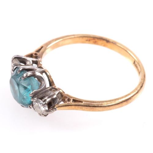 FREE POST 18 kt. Yellow gold - Ring Blue Zircon - 我们所有的商品都是免费的国际追踪运输（Albinus将在拍卖&hellip;