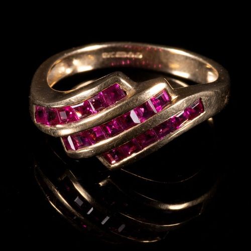 FREE POST 9 kt. Yellow gold - Ring - 0.76 ct Rubies EXPÉDITION INTERNATIONALE SU&hellip;