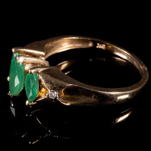 FREE POST 9 kt. Yellow gold - Ring - 0.60 ct Emerald - EXPÉDITION INTERNATIONALE&hellip;