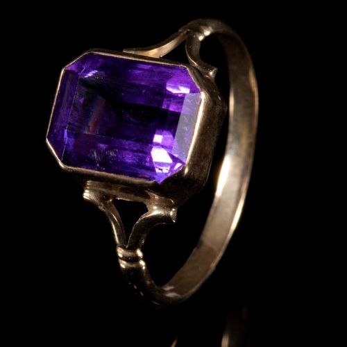 FREE POST 9 kt. Yellow gold - Ring - 3.20 ct Amethyst EXPÉDITION INTERNATIONALE &hellip;