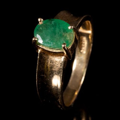 FREE POST 14 kt. Yellow gold - Ring - 1.10 ct Emerald EXPÉDITION INTERNATIONALE &hellip;