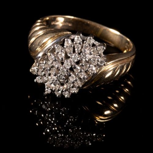 FREE POST 10 kt. Yellow gold - Ring - 0.40 ct Diamond EXPÉDITION INTERNATIONALE &hellip;