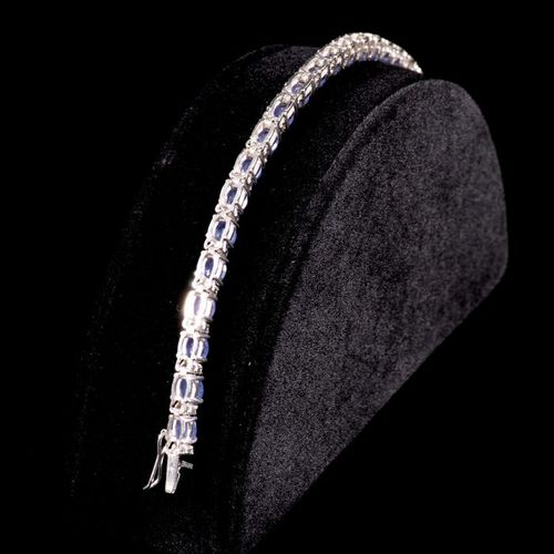 FREE POST 925 Silver - Bracelet - 7.50 ct Sapphire - SPEDIZIONE GRATUITA INTERNA&hellip;