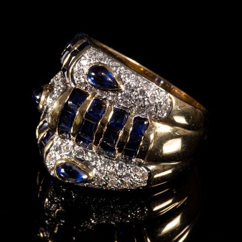 18 kt. Yellow gold - Ring - 2.05 ct Sapphire - Diamond SPEDIZIONE GRATUITA INTER&hellip;
