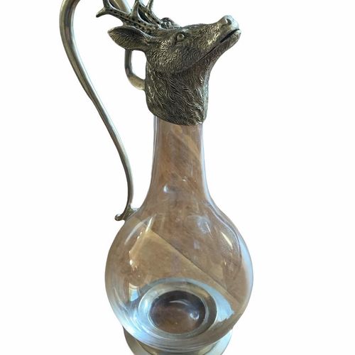 Null AN EARLY 20TH CENTURY CONTINENTAL SILVER PLATED CLARET JUG FORMED AS A STAG&hellip;