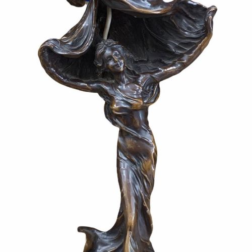 Null AFTER FRANÇOIS-RAOUL LARCHE, FRENCH, 1860 - 1912, A BRONZE FIGURAL OF LAMP &hellip;