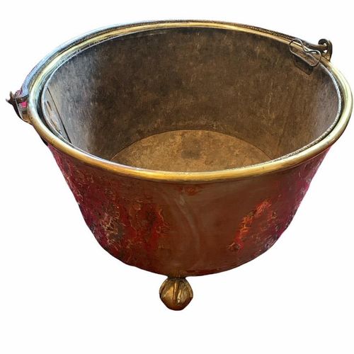 Null A LARGE DECORATIVE EARLY 19TH CENTURY CIRCULAR BRASS LOG BIN

With iron str&hellip;